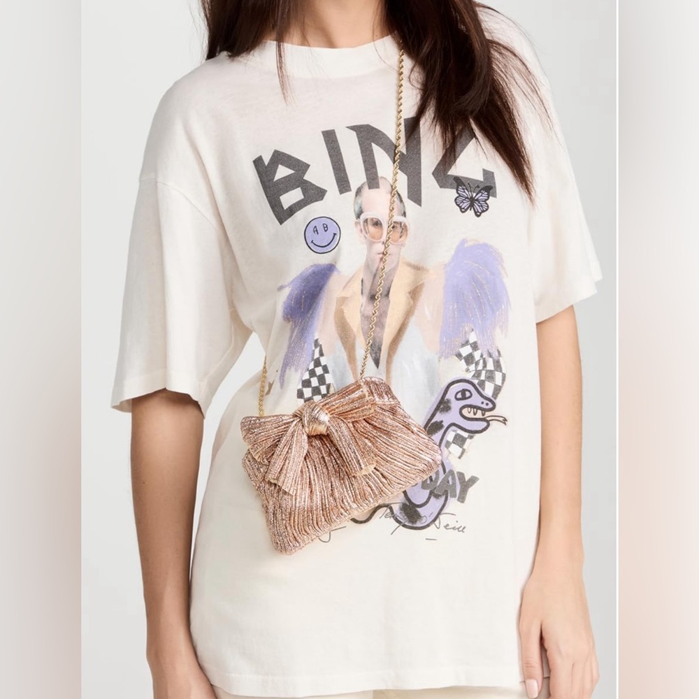 Loeffler Randall Rochelle Mini Pleated Frame Clutch with Bow in Dune